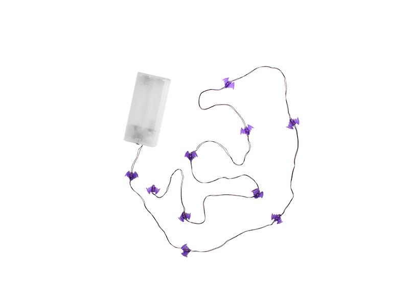 Imagem do produto CORDÃO HALLOWEEN TASCHIBRA LED 10 MORCEGOS ROXO 2XAA . na categoria HALLOWEEN