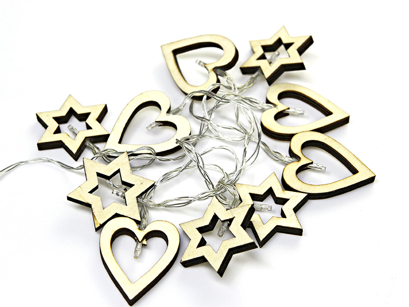 Imagem do produto CORDÃO LUMINOSO LED CORAÇÃO E ESTRELA PILHA 3000K na categoria LED CORDÃO