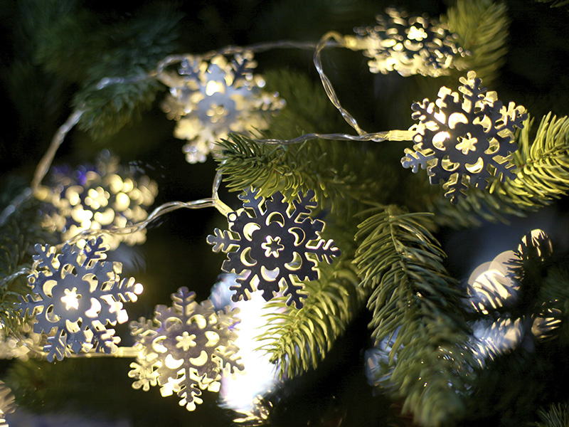 Imagem do produto CORDÃO LUMINOSO LED FLOCO DE NEVE PILHA 3000K na categoria LED CORDÃO