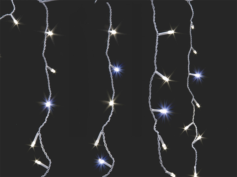 CORTINA LUMINOSA TASCHIBRA 196 LED ESTÁTICA SIMETRICA COM LED FLASH 127V ISOL BR 3000K