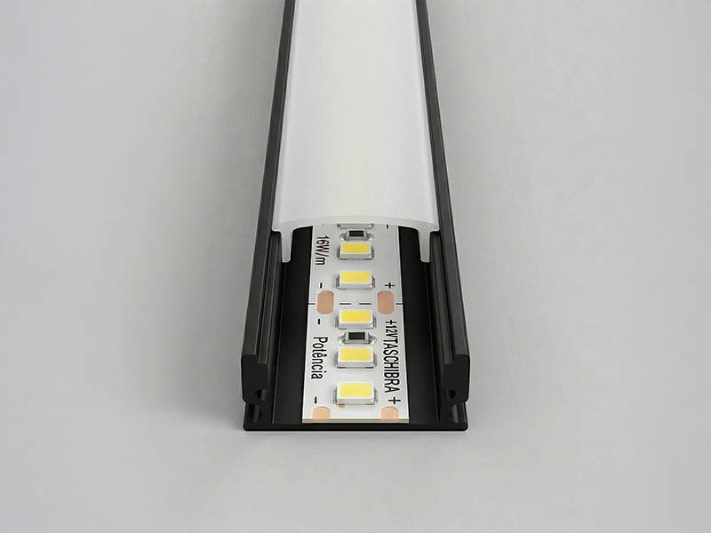 PERFIL TASCHIBRA AXIS 16,7X6,5 SOBREPOR 2m COM ACESSÓRIOS PRETO