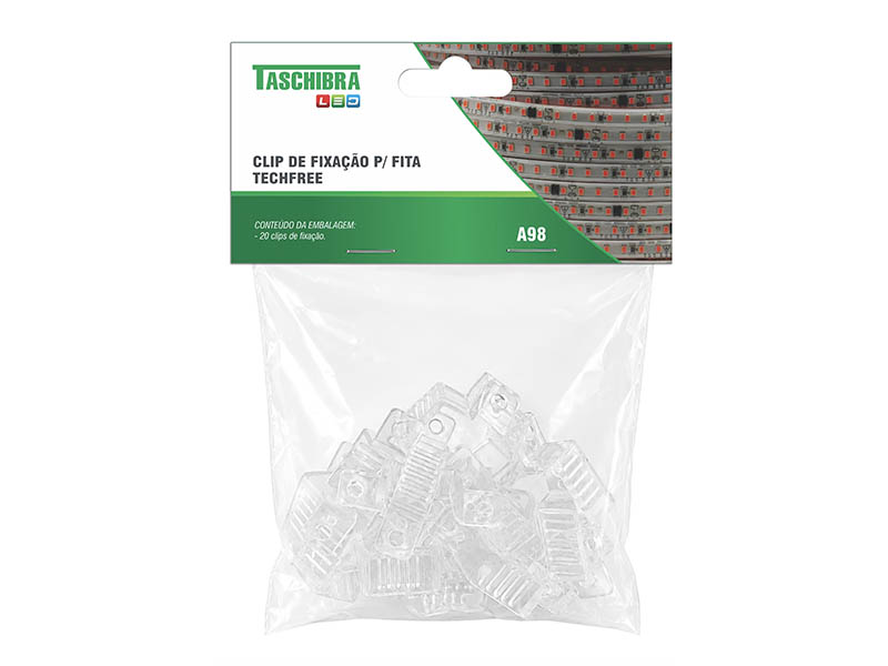 A98 CLIP DE FIXAÇÃO P/ FITA LED TECHFREE 240 LEDS 20PÇS UNICA