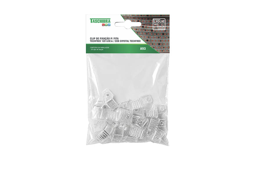 A93 CLIP DE FIXAÇÃO P/ FITA TECHFREE 120LED/m e COB CRYSTAL TECHFREE 20PÇS UNICA