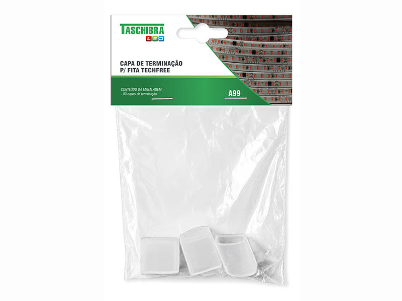 A99 CAPA DE TERMINAÇÃO P/ FITA LED TECHFREE 240 LEDS 3PÇS UNICA