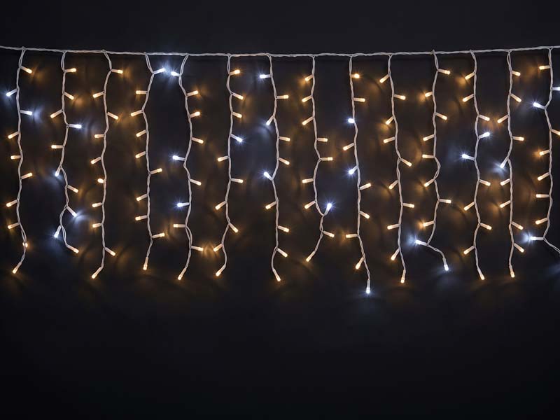 CORTINA LUMINOSA TASCHIBRA 196 LED ESTÁTICA SIMETRICA COM LED FLASH 220V ISOL BR 3000K