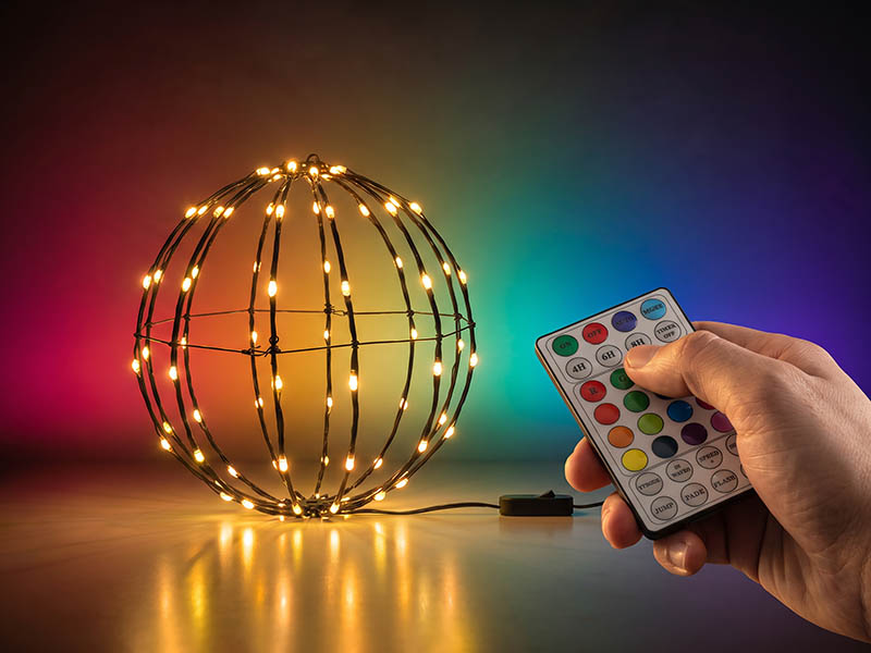 Imagem do produto ESFERA DE LUZES TASCHIBRA 3D 30CM 84LEDS MAGIC IP44 AUTOVOLT RGBICW (2700K) . na categoria NATAL DECOR INTERNA