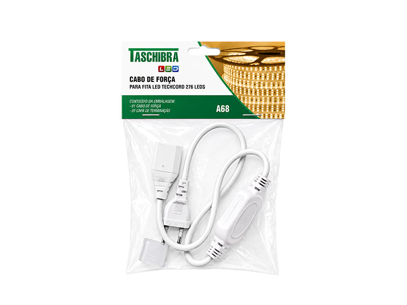 A68 CABO DE FORÇA 1PÇ P/ FITA LED TECHCORD UNICA