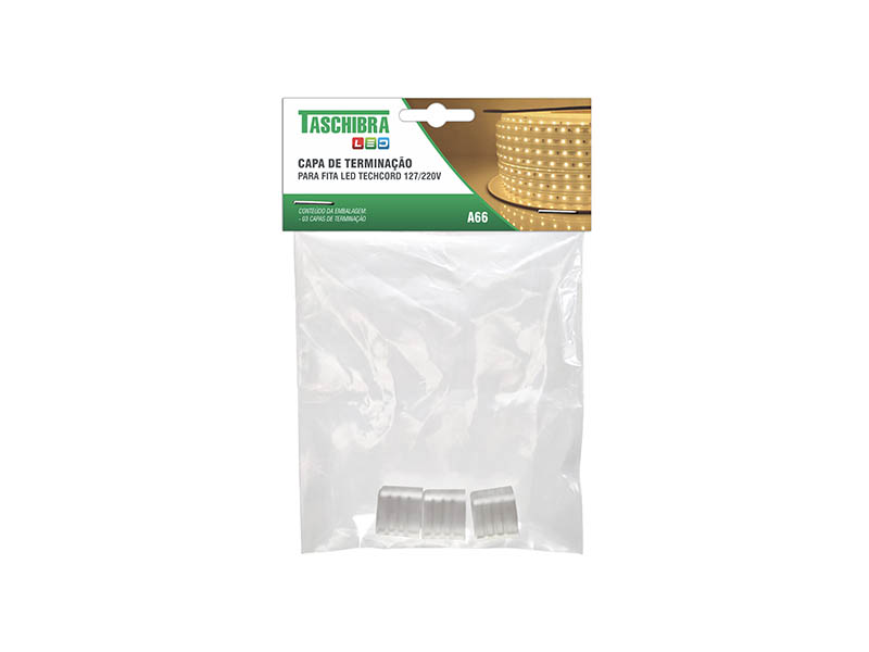 A66 CAPA DE TERMINAÇÃO P/ FITA LED TECHCORD 60/120LEDS/M 3PÇS UNICA