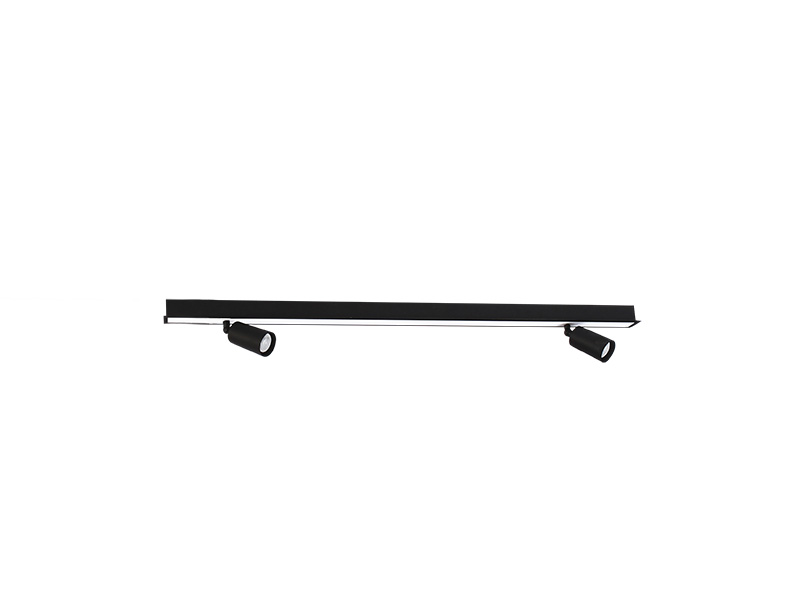 LUMINÁRIA LED SPIRE LINEAR 40W 3000K EMBUTIR + 2 SPOT MR11 S/ LÂMPADA PRETO FOSCO