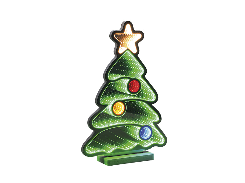FIGURA ILUMINADA TASCHIBRA LED LUZ INFINITA ÁRVORE DE NATAL DECORADA 40CM AUTOVOLT .