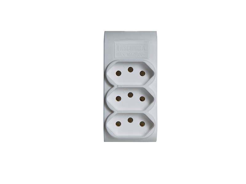 MULTIPLICADOR TASCHIBRA 3 TOMADAS 2P+T 10A BRANCA