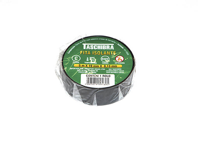 Imagem do produto FITA ISOLANTE TASCHIBRA 0,13MMX19MMX5M PRETA na categoria ISOLANTES