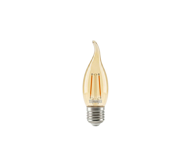 LÂMPADA LED FILAMENTO VINTAGE VELA BICO TORCIDO B35 3W AUTOVOLT ÂMBAR E27