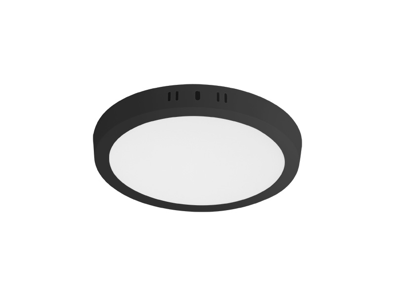 PAINEL LED 18W LUX REDONDO SOBREPOR PRETO 3000K