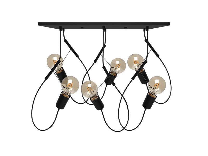 PENDENTE TASCHIBRA BUNGEE 6XE27 PRETO FOSCO