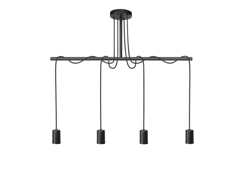 PENDENTE TASCHIBRA TEARS LINEAR 4XE27 PRETO FOSCO