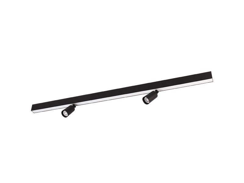 LUMINÁRIA LED SPIRE LINEAR 40W 3000K SOBREPOR + 2 SPOT MR 11 S/ LÂMPADA PRETO FOSCO