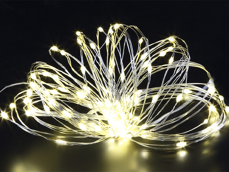 CORDÃO LUMINOSO TASCHIBRA 50 MINI LED ARAME PILHA 3000K