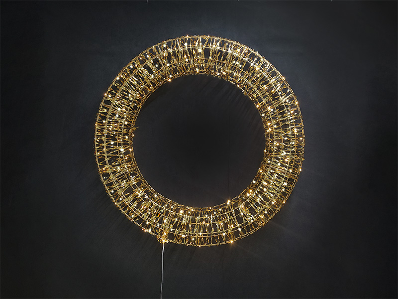 FIGURA ILUMINADA 3D LED TASCHIBRA GUIRLANDA 38cm COM FITA DOURADA AUTOVOLT 3000K