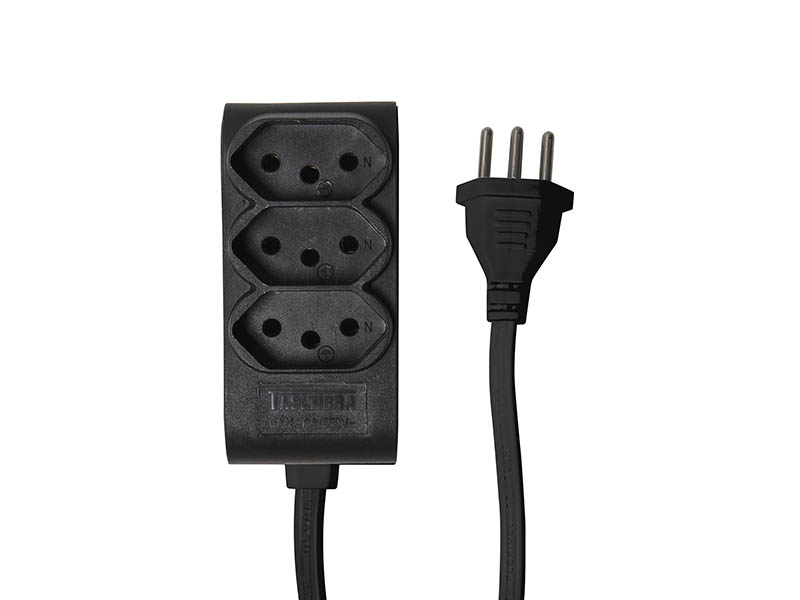 EXTENSÃO TASCHIBRA 3 TOMADAS 2P+T 5m 10A PRETA