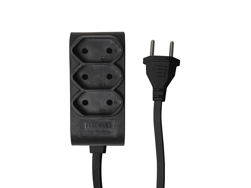 EXTENSÃO TASCHIBRA 3 TOMADAS 2P 3m 10A PRETA