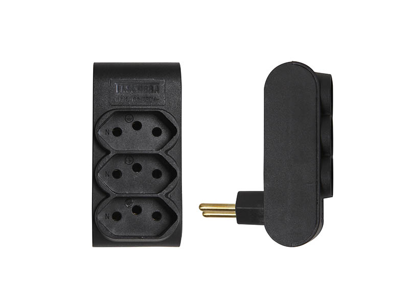 Imagem do produto MULTIPLICADOR TASCHIBRA 3 TOMADAS 2P+T 10A PRETA na categoria EXTENSÕES