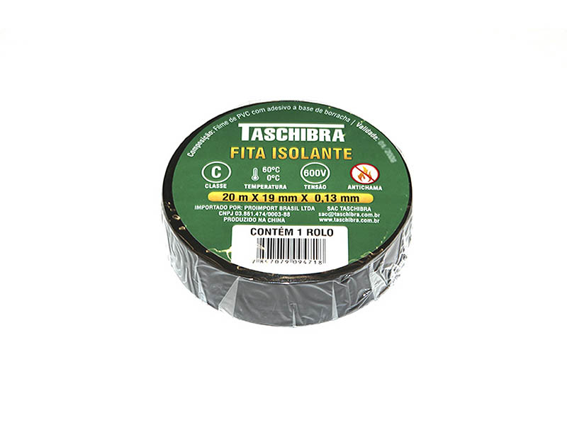 FITA ISOLANTE TASCHIBRA 0,13MMX19MMX20M PRETA