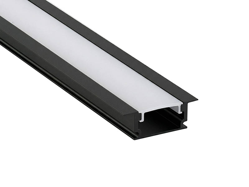 PERFIL TASCHIBRA LIVO 23,6X6,1 EMBUTIR 2m COM ACESSÓRIOS PRETO