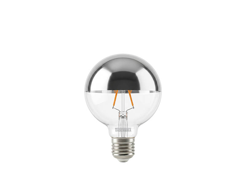LÂMPADA LED FILAMENTO DEFLETORA ESPELHADA GLOBO G95 3W AUTOVOLT PRATA