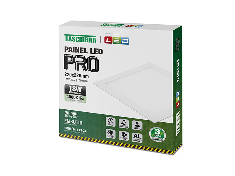 PAINEL LED PRO 18W QUADRADO EMBUTIR 4000K