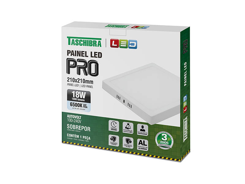 PAINEL LED PRO 18W QUADRADO SOBREPOR 6500K