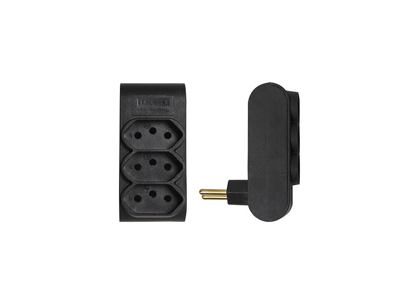 MULTIPLICADOR TASCHIBRA 3 TOMADAS 2P+T 10A PRETA
