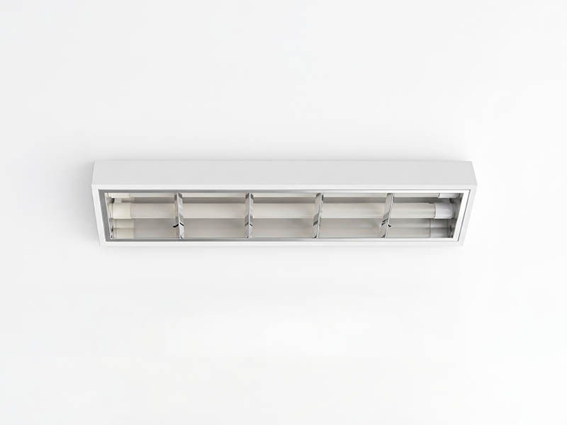 CALHA ATELA LED ALTO BRILHO SOB/EMB FORRO MODULAR 62CM RET 2XT8 ALETADA BRANCA