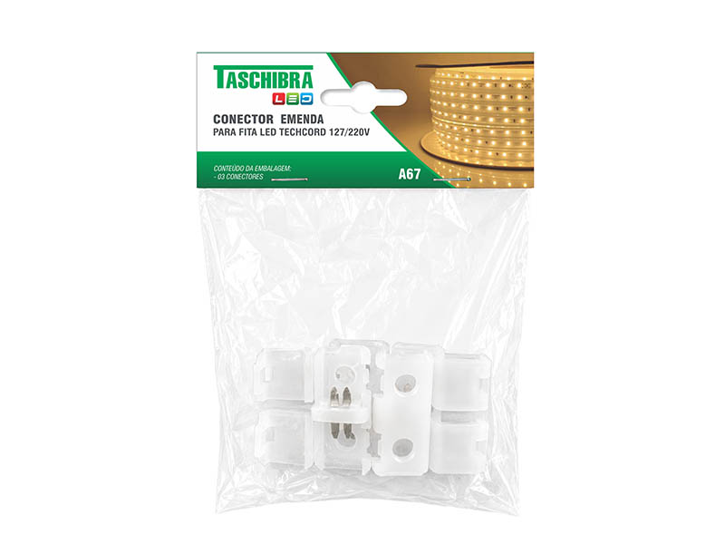A67 CONECTOR EMENDA P/ FITA LED TECHCORD 60/120LEDS/M 3PÇS UNICA