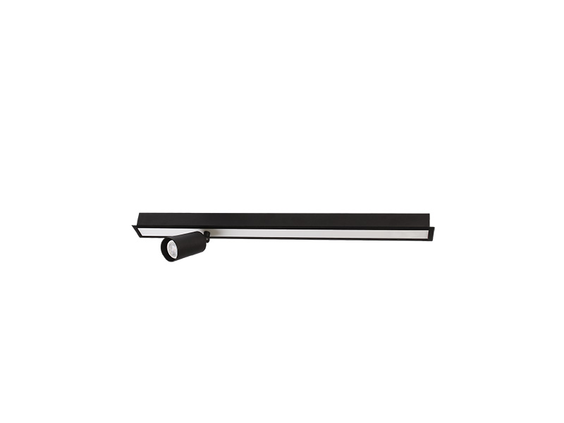 LUMINÁRIA LED SPIRE LINEAR 20W 4000K EMBUTIR + 1 SPOT MR11 S/ LÂMPADA PRETO FOSCO
