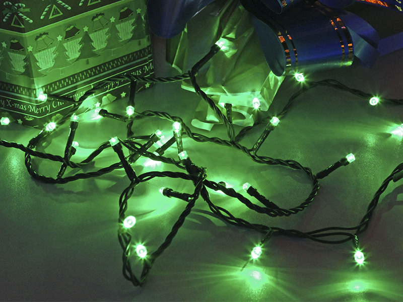 CORDÃO LUM 96 LEDS 8F ISOL VD 220V VERDE