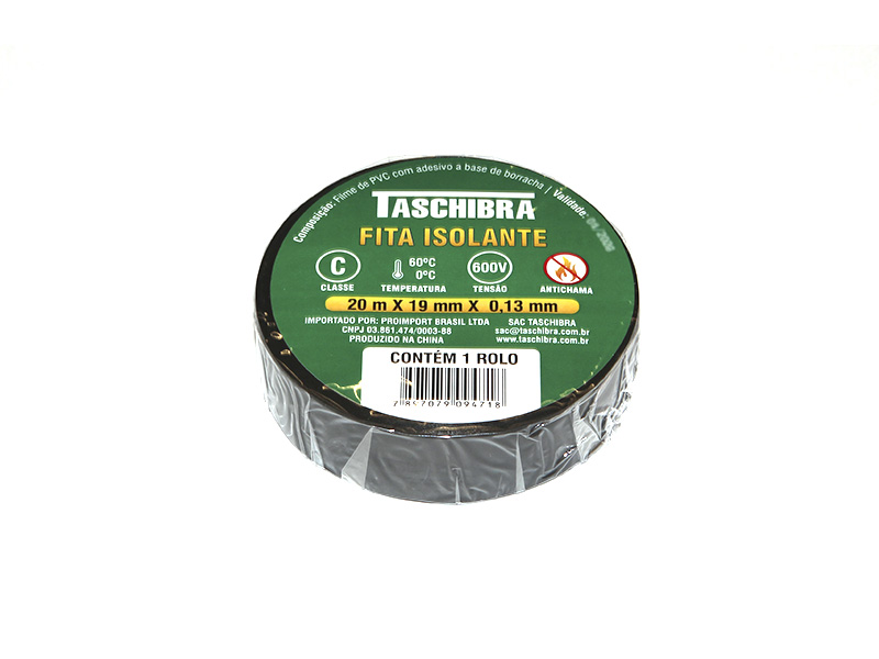 Imagem do produto FITA ISOLANTE TASCHIBRA 0,13MMX19MMX20M PRETA na categoria ISOLANTES